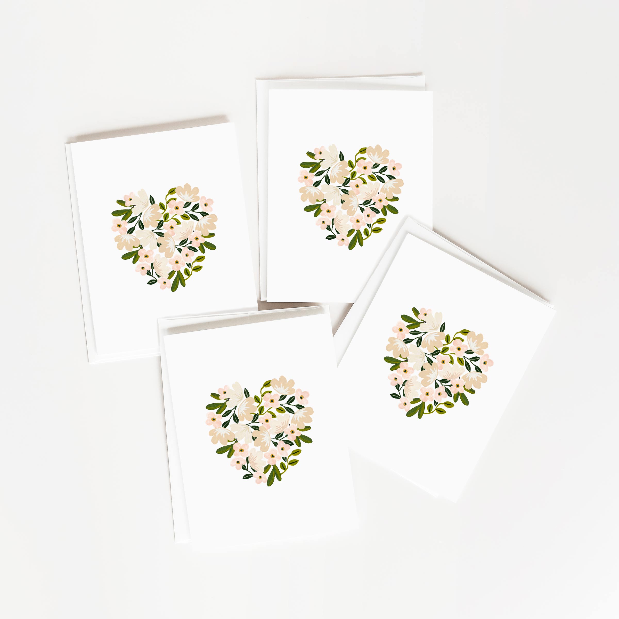 Floral Heart Greeting Card Set