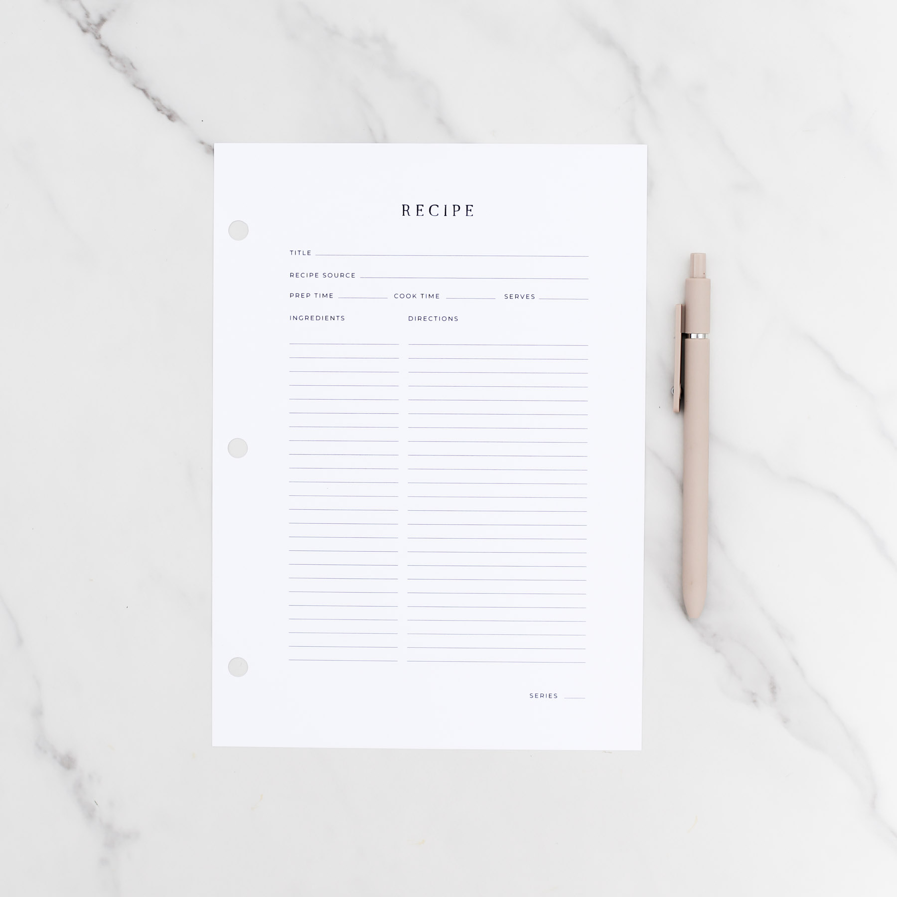 Double-Sided Recipe Page Refills