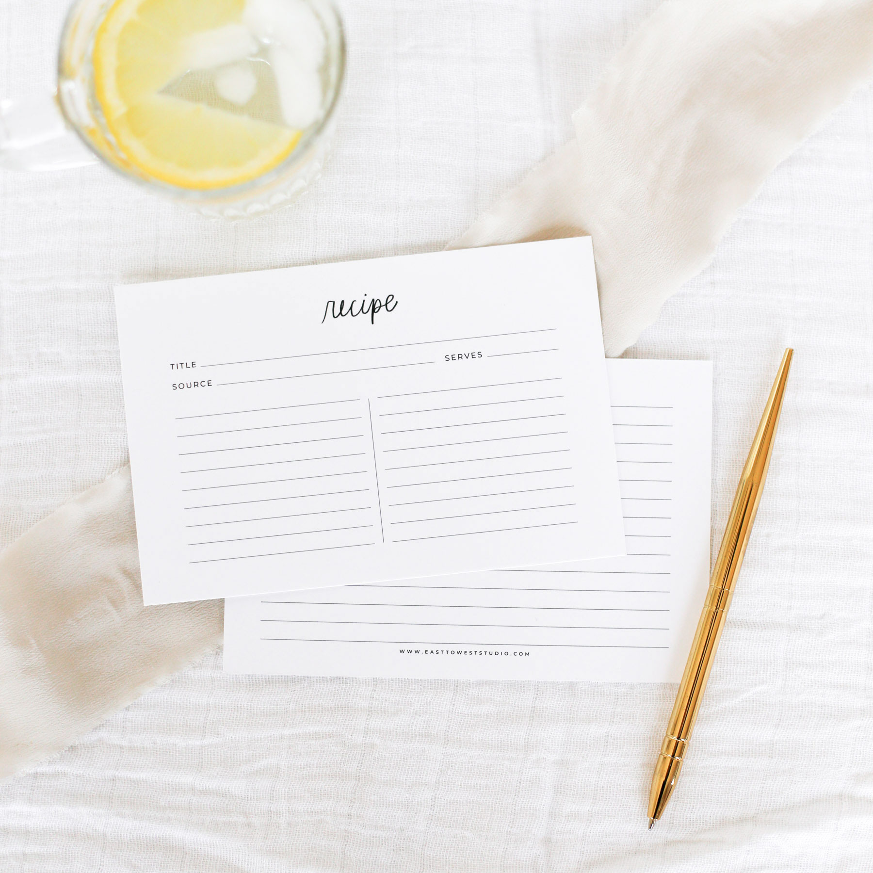 4×6 Minimalist Recipe Cards